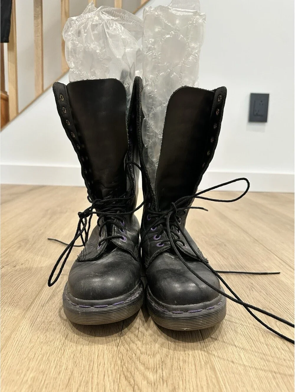 Doc Dr. Martens 14 Eye Boots Women's Size 4 Black Leather Combat England